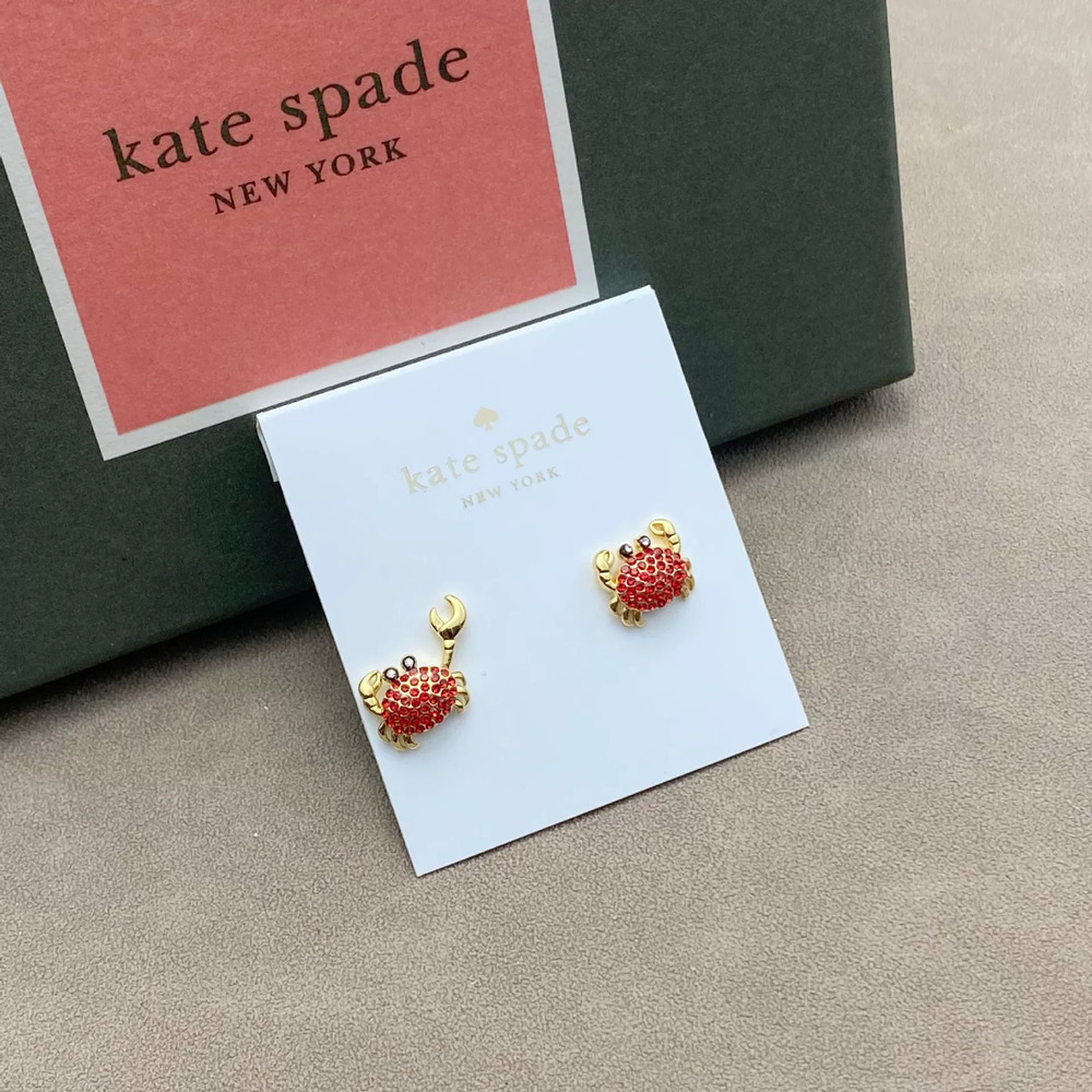 kate spade Little Crab Stud Earrings with Garnet Red Zircon Asymmetric